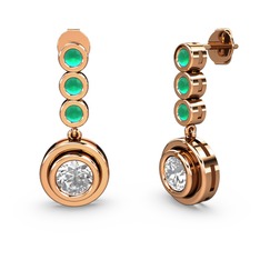 Belinda Küpe - Kök zümrüt ve swarovski 14 ayar rose altın küpe #1rr4g97