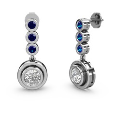 Belinda Küpe - Lab safir ve swarovski 925 ayar gümüş küpe #1txbgdk