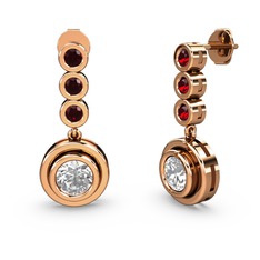 Belinda Küpe - Garnet ve elmas 925 ayar rose altın kaplama gümüş küpe (1.36 karat) #1tyqdf5