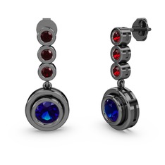 Belinda Küpe - Garnet ve lab safir 925 ayar siyah rodyum kaplama gümüş küpe #1whufhy