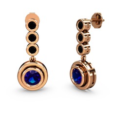 Siyah zirkon ve lab safir 925 ayar rose altın kaplama gümüş küpe