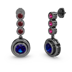 Belinda Küpe - Rodolit garnet ve lab safir 925 ayar siyah rodyum kaplama gümüş küpe #1wzm8kv