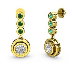 Belinda Küpe - Yeşil kuvars ve elmas 925 ayar altın kaplama gümüş küpe (1.36 karat) #1xakl37