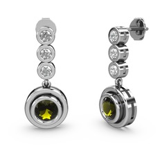 Swarovski ve peridot 18 ayar beyaz altın küpe
