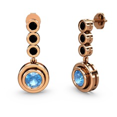 Belinda Küpe - Siyah zirkon ve akuamarin 18 ayar rose altın küpe #1ymi9gz