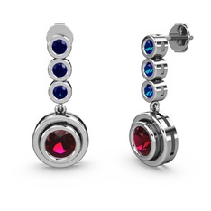 Lab safir ve rodolit garnet 18 ayar beyaz altın küpe