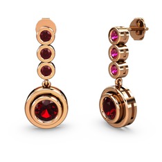 Rodolit garnet ve garnet 925 ayar rose altın kaplama gümüş küpe