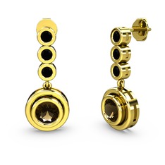 Belinda Küpe - Siyah zirkon ve dumanlı kuvars 14 ayar altın küpe #2ukgq5