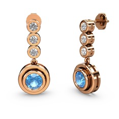 Belinda Küpe - Beyaz zirkon ve akuamarin 18 ayar rose altın küpe #33ht9m