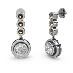 Dumanlı kuvars ve swarovski 18 ayar beyaz altın küpe