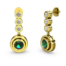 Swarovski ve yeşil kuvars 14 ayar altın küpe