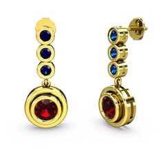 Lab safir ve garnet 925 ayar altın kaplama gümüş küpe