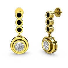 Siyah zirkon ve swarovski 925 ayar altın kaplama gümüş küpe