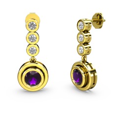Belinda Küpe - Swarovski ve ametist 18 ayar altın küpe #4swg2j