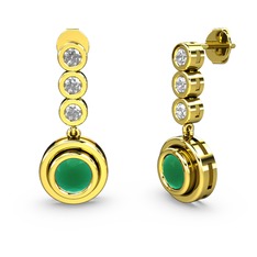 Belinda Küpe - Pırlanta ve kök zümrüt 8 ayar altın küpe (0.66 karat) #5a3gtv