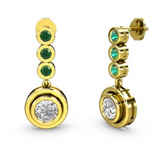 Belinda Küpe - Yeşil kuvars ve swarovski 8 ayar altın küpe #5mjmnb