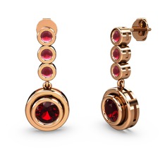 Belinda Küpe - Kök yakut ve garnet 925 ayar rose altın kaplama gümüş küpe #68qbd1