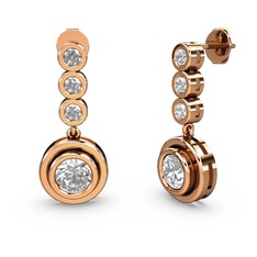 Elmas ve beyaz zirkon 18 ayar rose altın küpe (0.66 karat)