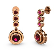 Rodolit garnet 925 ayar rose altın kaplama gümüş küpe