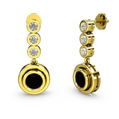 Belinda Küpe - Swarovski ve siyah zirkon 18 ayar altın küpe #7xf597