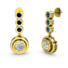 Belinda Küpe - Lab safir ve swarovski 8 ayar altın küpe #8agesc