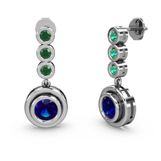 Yeşil kuvars ve lab safir 925 ayar gümüş küpe