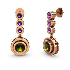 Belinda Küpe - Ametist ve peridot 18 ayar rose altın küpe #8p14rz