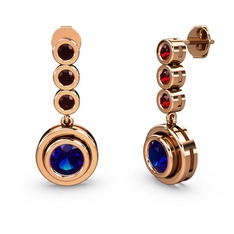 Belinda Küpe - Garnet ve lab safir 14 ayar rose altın küpe #8t4537