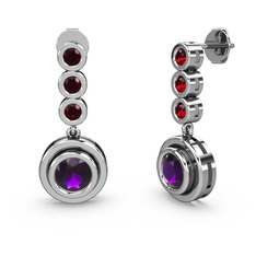 Belinda Küpe - Garnet ve ametist 14 ayar beyaz altın küpe #9yult4