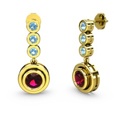Belinda Küpe - Akuamarin ve rodolit garnet 14 ayar altın küpe #apo2u2