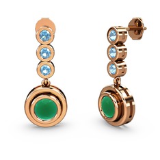 Belinda Küpe - Akuamarin ve kök zümrüt 18 ayar rose altın küpe #baggp4