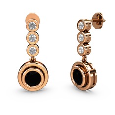 Elmas ve siyah zirkon 8 ayar rose altın küpe (0.66 karat)