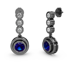 Belinda Küpe - Swarovski ve lab safir 925 ayar siyah rodyum kaplama gümüş küpe #brxuuh
