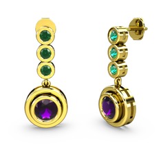 Belinda Küpe - Yeşil kuvars ve ametist 925 ayar altın kaplama gümüş küpe #bvfped