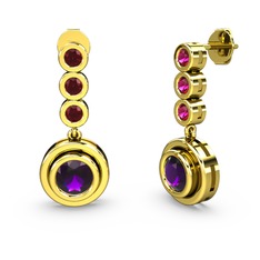 Belinda Küpe - Rodolit garnet ve ametist 8 ayar altın küpe #bx9mg8