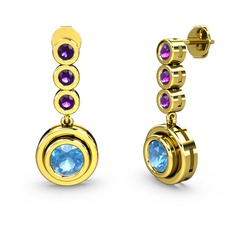 Belinda Küpe - Ametist ve akuamarin 18 ayar altın küpe #dqt3vz