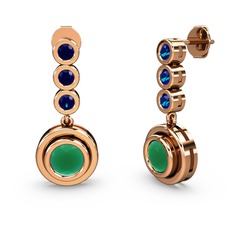 Lab safir ve kök zümrüt 18 ayar rose altın küpe