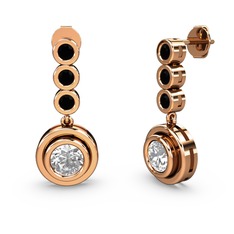 Belinda Küpe - Siyah zirkon ve pırlanta 14 ayar rose altın küpe (1.84 karat) #e405f4