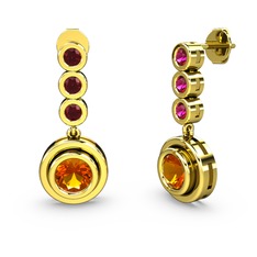 Belinda Küpe - Rodolit garnet ve sitrin 8 ayar altın küpe #f2ugep