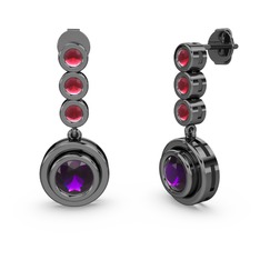 Belinda Küpe - Kök yakut ve ametist 925 ayar siyah rodyum kaplama gümüş küpe #itf4vf