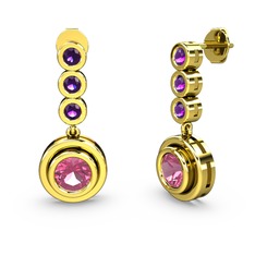 Belinda Küpe - Ametist ve pembe kuvars 18 ayar altın küpe #jsanz2