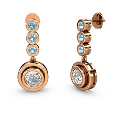 Belinda Küpe - Akuamarin ve pırlanta 8 ayar rose altın küpe (1.84 karat) #k4gw0w