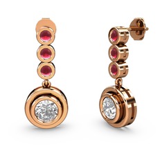 Belinda Küpe - Kök yakut ve elmas 8 ayar rose altın küpe (1.36 karat) #k72aep