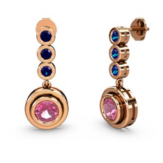 Belinda Küpe - Lab safir ve pembe kuvars 8 ayar rose altın küpe #kjyxp4