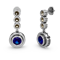 Belinda Küpe - Dumanlı kuvars ve lab safir 18 ayar beyaz altın küpe #kkob2y