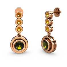 Belinda Küpe - Sitrin ve peridot 8 ayar rose altın küpe #l41zua