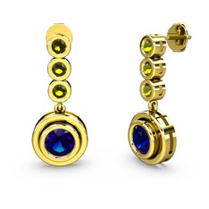 Peridot ve lab safir 14 ayar altın küpe