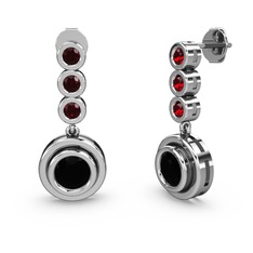 Belinda Küpe - Garnet ve siyah zirkon 18 ayar beyaz altın küpe #mc5vmd