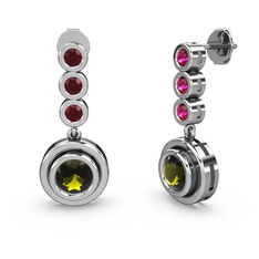 Belinda Küpe - Rodolit garnet ve peridot 14 ayar beyaz altın küpe #mfdfa6
