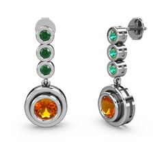 Belinda Küpe - Yeşil kuvars ve sitrin 14 ayar beyaz altın küpe #monfm8